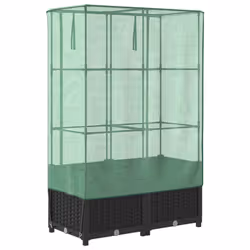 vidaXL Raised Bed with Greenhouse Cover Plant Box Garden Planter Rattan Look - black, 80 x 40 x 138 cm - Additional view 5