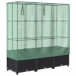 vidaXL Raised Bed with Greenhouse Cover Plant Box Garden Planter Rattan Look - black, 120 x 40 x 138 cm - Additional view 5