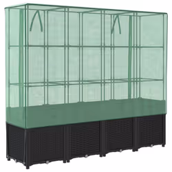 vidaXL Raised Bed with Greenhouse Cover Plant Box Garden Planter Rattan Look - black - Additional view 5