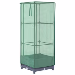vidaXL Raised Bed with Greenhouse Cover Plant Box Garden Planter Rattan Look - blue grey, 40 x 40 x 123 cm - Additional view 5