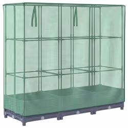 vidaXL Raised Bed with Greenhouse Cover Plant Box Garden Planter Rattan Look - blue grey, 120 x 40 x 123 cm - Additional view 5