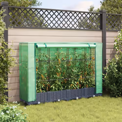 vidaXL Raised Bed with Greenhouse Cover Plant Box Garden Planter Rattan Look - blue grey, 160 x 40 x 123 cm - Additional view 2