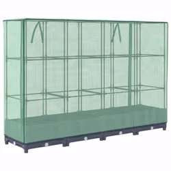 vidaXL Raised Bed with Greenhouse Cover Plant Box Garden Planter Rattan Look - blue grey, 160 x 40 x 123 cm - Additional view 5