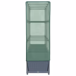 vidaXL Raised Bed with Greenhouse Cover Plant Box Garden Planter Rattan Look - blue grey, 160 x 40 x 138 cm - Additional view 4
