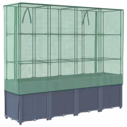 vidaXL Raised Bed with Greenhouse Cover Plant Box Garden Planter Rattan Look - blue grey - Additional view 5