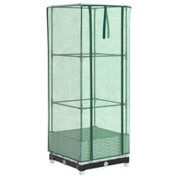 vidaXL Raised Bed with Greenhouse Cover Plant Box Garden Planter Rattan Look - white, 40 x 40 x 123 cm