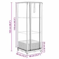 vidaXL Raised Bed with Greenhouse Cover Plant Box Garden Planter Rattan Look - white, 40 x 40 x 123 cm