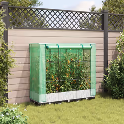 vidaXL Raised Bed with Greenhouse Cover Plant Box Garden Planter Rattan Look - white, 120 x 40 x 123 cm