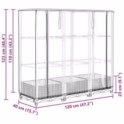 vidaXL Raised Bed with Greenhouse Cover Plant Box Garden Planter Rattan Look - white, 120 x 40 x 123 cm