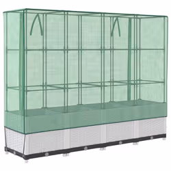 vidaXL Raised Bed with Greenhouse Cover Plant Box Garden Planter Rattan Look - white, 160 x 40 x 138 cm - Additional view 5