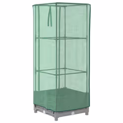 vidaXL Raised Bed with Greenhouse Cover Plant Box Garden Planter Rattan Look - light grey, 40 x 40 x 123 cm - Additional view 5