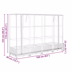 vidaXL Raised Bed with Greenhouse Cover Plant Box Garden Planter Rattan Look - light grey, 160 x 40 x 123 cm - Additional view 3