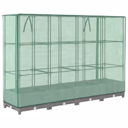 vidaXL Raised Bed with Greenhouse Cover Plant Box Garden Planter Rattan Look - light grey, 160 x 40 x 123 cm - Additional view 5