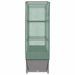 vidaXL Raised Bed with Greenhouse Cover Plant Box Garden Planter Rattan Look - light grey, 120 x 40 x 138 cm - Additional view 4