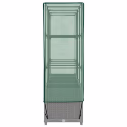 vidaXL Raised Bed with Greenhouse Cover Plant Box Garden Planter Rattan Look - light grey, 160 x 40 x 138 cm - Additional view 4