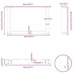 cm) vidaXL Coffee Table Legs Desk Legs Furniture Legs Bar Stand DIY U-Shaped Steel - anthracite, 50 x (30-31 - Additional view 9