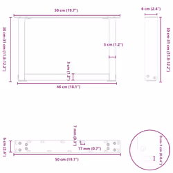 cm) vidaXL Coffee Table Legs Desk Legs Furniture Legs Bar Stand DIY U-Shaped Steel - natural, 50 x (30-31