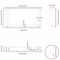 cm) vidaXL Coffee Table Legs Desk Legs Furniture Legs Bar Stand DIY U-Shaped Steel - white, 60 x (30-31 - Additional view 9