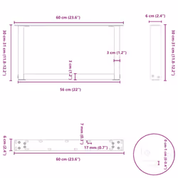 cm) vidaXL Coffee Table Legs Desk Legs Furniture Legs Bar Stand DIY U-Shaped Steel - natural, 60 x (30-31 - Additional view 9