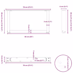 cm) vidaXL Coffee Table Legs Desk Legs Furniture Legs Bar Stand DIY U-Shaped Steel - white, 70 x (30-31 - Additional view 9