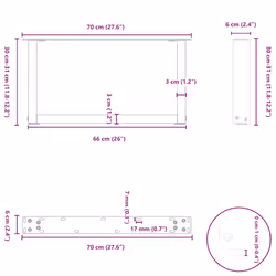cm) vidaXL Coffee Table Legs Desk Legs Furniture Legs Bar Stand DIY U-Shaped Steel - natural, 70 x (30-31 - Additional view 3