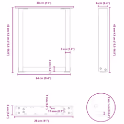 cm) vidaXL Coffee Table Legs Desk Legs Furniture Legs Bar Stand DIY U-Shaped Steel - natural, 28 x (42-43