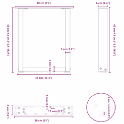 cm) vidaXL Coffee Table Legs Desk Legs Furniture Legs Bar Stand DIY U-Shaped Steel - white, 38 x (42-43 - Additional view 9