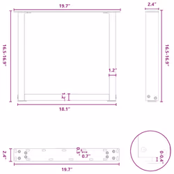 cm) vidaXL Coffee Table Legs Desk Legs Furniture Legs Bar Stand DIY U-Shaped Steel - white, 50 x (42-43 - Additional view 10