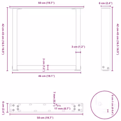 cm) vidaXL Coffee Table Legs Desk Legs Furniture Legs Bar Stand DIY U-Shaped Steel - white, 50 x (42-43 - Additional view 9