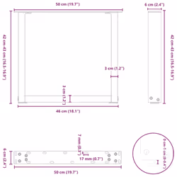 cm) vidaXL Coffee Table Legs Desk Legs Furniture Legs Bar Stand DIY U-Shaped Steel - natural, 50 x (42-43 - Additional view 3