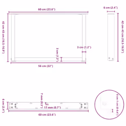 cm) vidaXL Coffee Table Legs Desk Legs Furniture Legs Bar Stand DIY U-Shaped Steel - white, 60 x (42-43 - Additional view 9