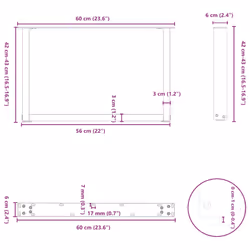 cm) vidaXL Coffee Table Legs Desk Legs Furniture Legs Bar Stand DIY U-Shaped Steel - natural, 60 x (42-43 - Additional view 9