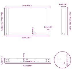 cm) vidaXL Coffee Table Legs Desk Legs Furniture Legs Bar Stand DIY U-Shaped Steel - white, 70 x (42-43 - Additional view 9