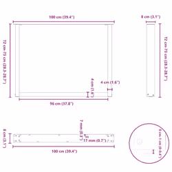 cm) vidaXL Coffee Table Legs Desk Legs Furniture Legs Bar Stand DIY U-Shaped Steel - natural, 100 x (72-73 - Additional view 9