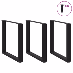 cm/ 3 pcs) vidaXL Coffee Table Legs Desk Legs Furniture Legs Bar Stand DIY U-Shaped Steel - black, 80 x (72-73 - Additional view 2