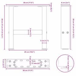 cm/ 1 pcs) vidaXL Coffee Table Legs Desk Legs Metal Furniture Legs Bar Stand DIY Steel - white, 30 x (30-31