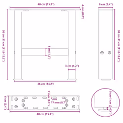 cm) vidaXL Coffee Table Legs Desk Legs Metal Furniture Legs Bar Stand DIY Steel - white, 40 x (30-31