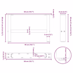 cm) vidaXL Coffee Table Legs Desk Legs Metal Furniture Legs Bar Stand DIY Steel - anthracite, 50 x (30-31 - Additional view 9