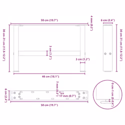 cm) vidaXL Coffee Table Legs Desk Legs Metal Furniture Legs Bar Stand DIY Steel - natural, 50 x (30-31 - Additional view 9