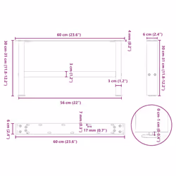 cm/ 1 pcs) vidaXL Coffee Table Legs Desk Legs Metal Furniture Legs Bar Stand DIY Steel - white, 60 x (30-31