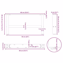 cm/ 1 pcs) vidaXL Coffee Table Legs Desk Legs Metal Furniture Legs Bar Stand DIY Steel - anthracite, 60 x (30-31