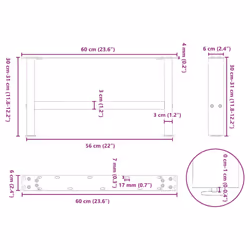 cm) vidaXL Coffee Table Legs Desk Legs Metal Furniture Legs Bar Stand DIY Steel - natural, 60 x (30-31 - Additional view 9