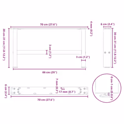 cm/ 1 pcs) vidaXL Coffee Table Legs Desk Legs Metal Furniture Legs Bar Stand DIY Steel - black, 70 x (30-31