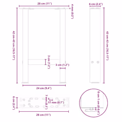 cm/ 1 pcs) vidaXL Coffee Table Legs Desk Legs Metal Furniture Legs Bar Stand DIY Steel - white, 28 x (42-43 - Additional view 3