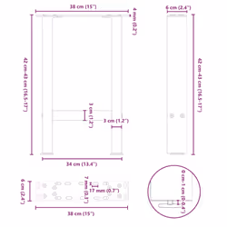 cm/ 1 pcs) vidaXL Coffee Table Legs Desk Legs Metal Furniture Legs Bar Stand DIY Steel - white, 38 x (42-43