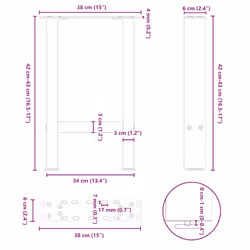 cm/ 1 pcs) vidaXL Coffee Table Legs Desk Legs Metal Furniture Legs Bar Stand DIY Steel - anthracite, 38 x (42-43