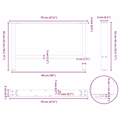 cm/ 1 pcs) vidaXL Coffee Table Legs Desk Legs Metal Furniture Legs Bar Stand DIY Steel - white, 70 x (42-43 - Additional view 3