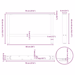cm/ 1 pcs) vidaXL Coffee Table Legs Desk Legs Metal Furniture Legs Bar Stand DIY Steel - anthracite, 70 x (42-43 - Additional view 9