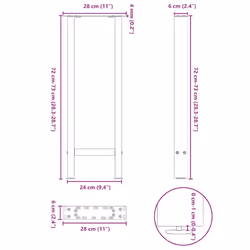 cm) vidaXL Coffee Table Legs Desk Legs Metal Furniture Legs Bar Stand DIY Steel - natural, 28 x (72-73 - Additional view 9
