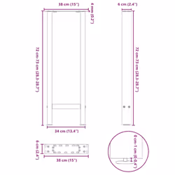 cm/ 1 pcs) vidaXL Coffee Table Legs Desk Legs Metal Furniture Legs Bar Stand DIY Steel - white, 38 x (72-73 - Additional view 9
